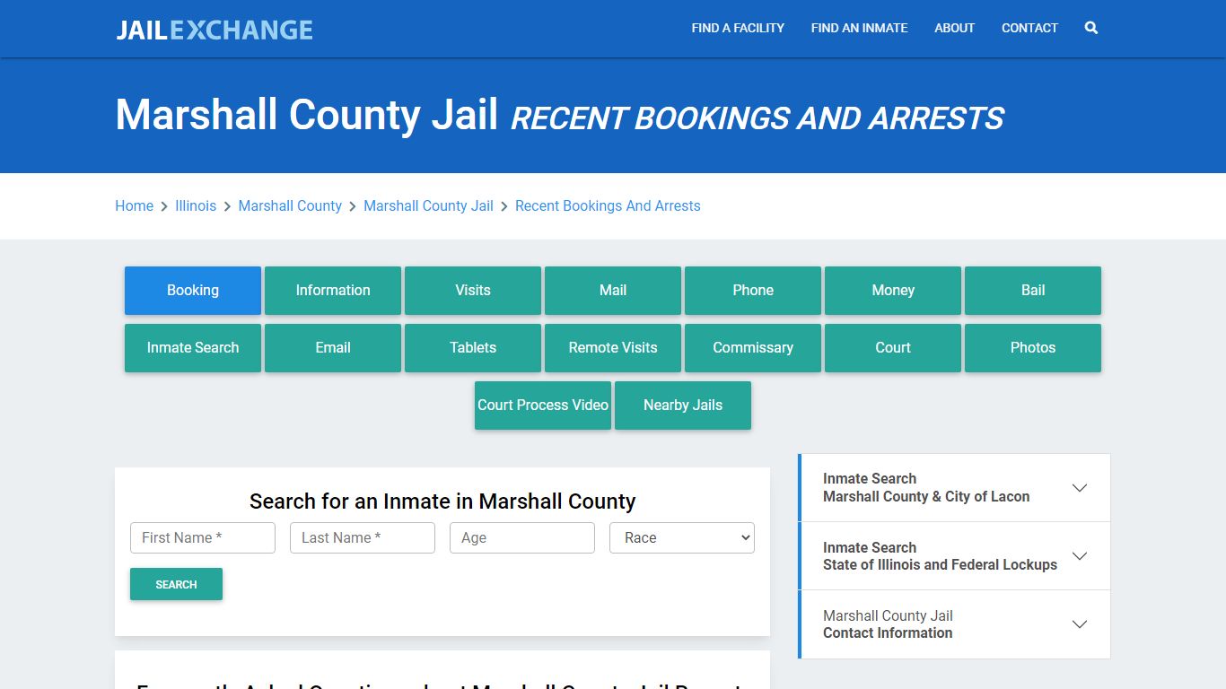 Marshall County Jail IL Recent Arrests and Bookings - Jail Exchange