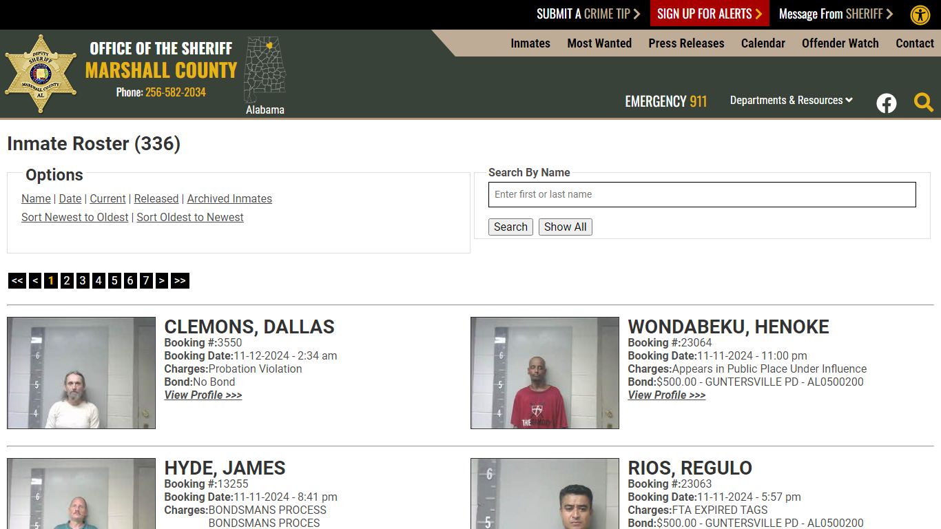 Inmate Roster - Current Inmates Booking Date Descending - Marshall ...