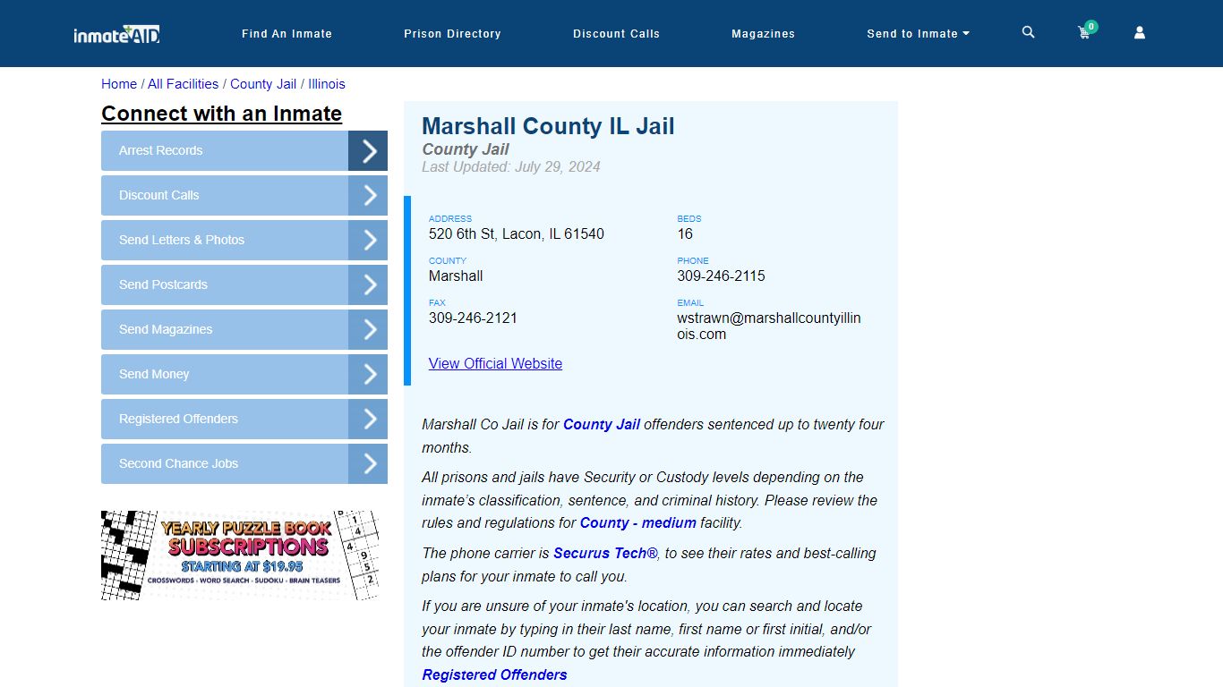 Marshall County IL Jail - Inmate Locator